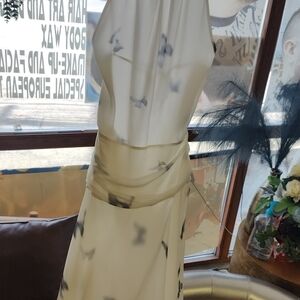 Elegant Cream Dress with Butterfly 🦋 Print